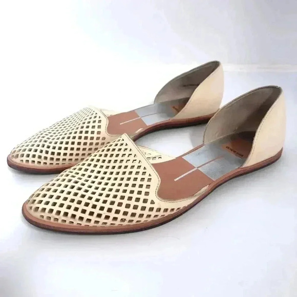Dolce Vita Laynie D'Orsay Cream Leather Pointed Toe Flats Sandal Size 7.5 - Picture 4 of 12